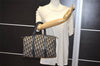 Authentic Christian Dior Trotter Hand Boston Bag Canvas Leather Blue 0997K