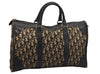 Authentic Christian Dior Trotter Hand Boston Bag Canvas Leather Black 0998K