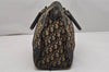 Authentic Christian Dior Trotter Hand Boston Bag Canvas Leather Black 0998K