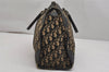 Authentic Christian Dior Trotter Hand Boston Bag Canvas Leather Black 0998K