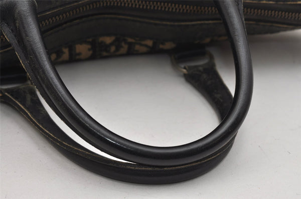 Authentic Christian Dior Trotter Hand Boston Bag Canvas Leather Black 0998K