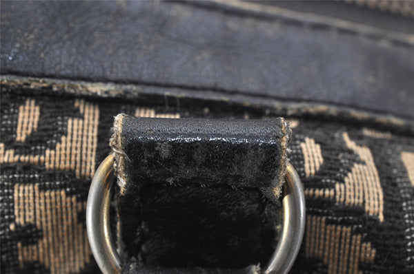 Authentic Christian Dior Trotter Hand Boston Bag Canvas Leather Black 0998K