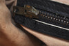 Authentic Christian Dior Trotter Hand Boston Bag Canvas Leather Black 0998K