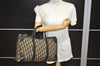 Authentic Christian Dior Trotter Hand Boston Bag Canvas Leather Black 0998K