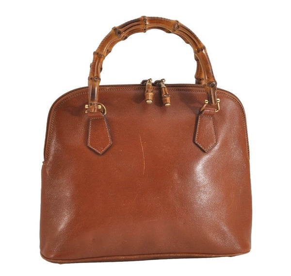 Authentic GUCCI Bamboo 2Way Shoulder Hand Bag Purse Leather Brown Junk 0999J