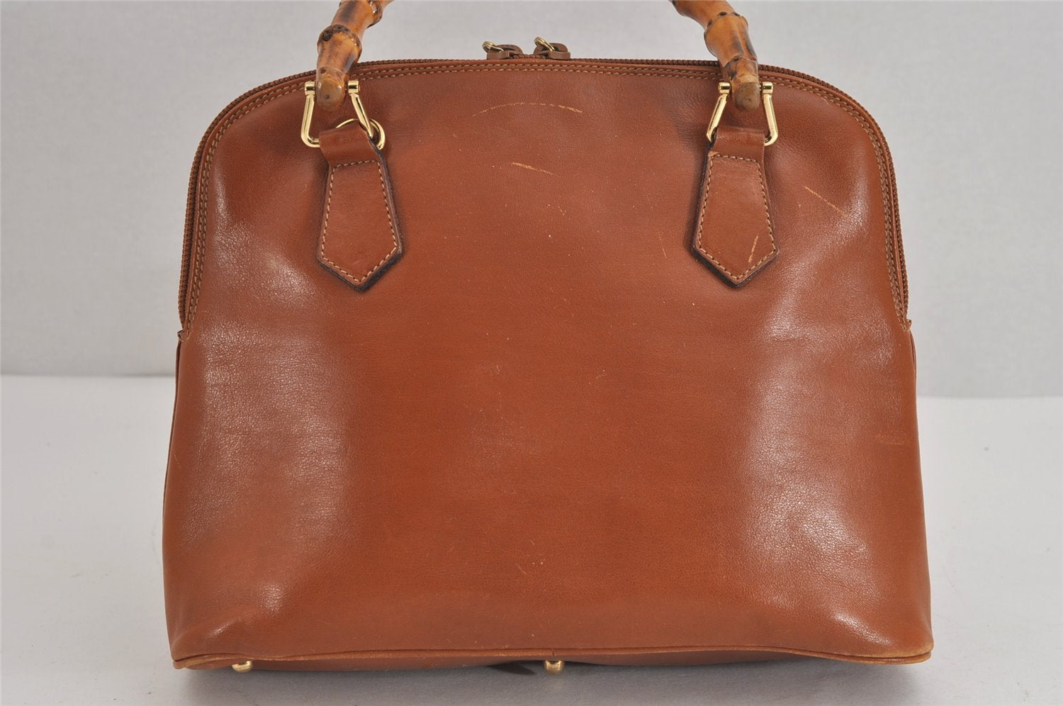 Authentic GUCCI Bamboo 2Way Shoulder Hand Bag Purse Leather Brown Junk 0999J