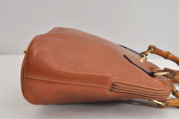 Authentic GUCCI Bamboo 2Way Shoulder Hand Bag Purse Leather Brown Junk 0999J