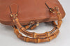 Authentic GUCCI Bamboo 2Way Shoulder Hand Bag Purse Leather Brown Junk 0999J