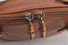 Authentic GUCCI Bamboo 2Way Shoulder Hand Bag Purse Leather Brown Junk 0999J