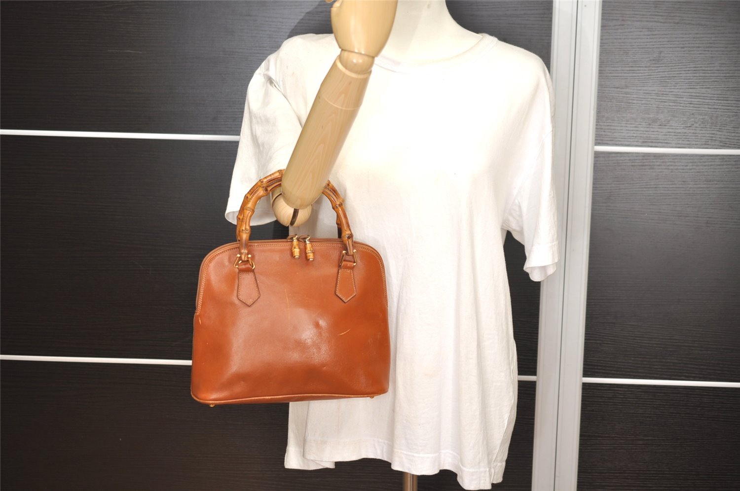 Authentic GUCCI Bamboo 2Way Shoulder Hand Bag Purse Leather Brown Junk 0999J