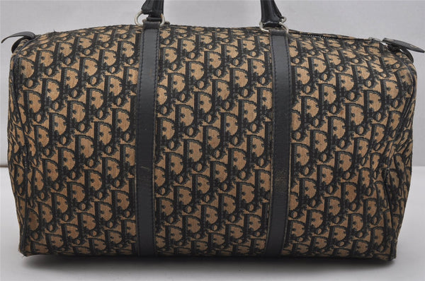 Authentic Christian Dior Trotter Hand Boston Bag Canvas Leather Blue 0999K