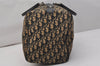 Authentic Christian Dior Trotter Hand Boston Bag Canvas Leather Blue 0999K