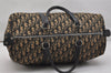 Authentic Christian Dior Trotter Hand Boston Bag Canvas Leather Blue 0999K