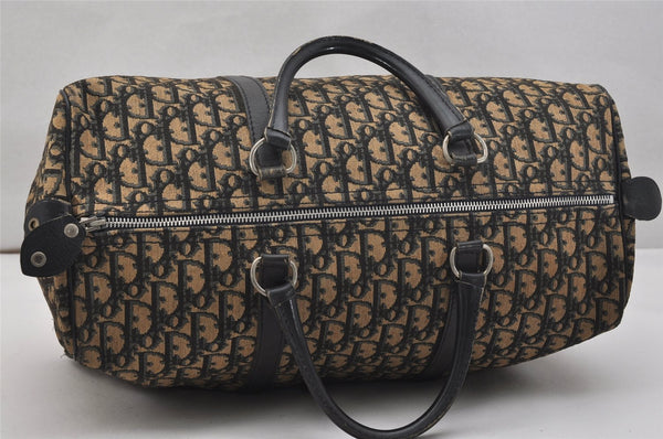 Authentic Christian Dior Trotter Hand Boston Bag Canvas Leather Blue 0999K