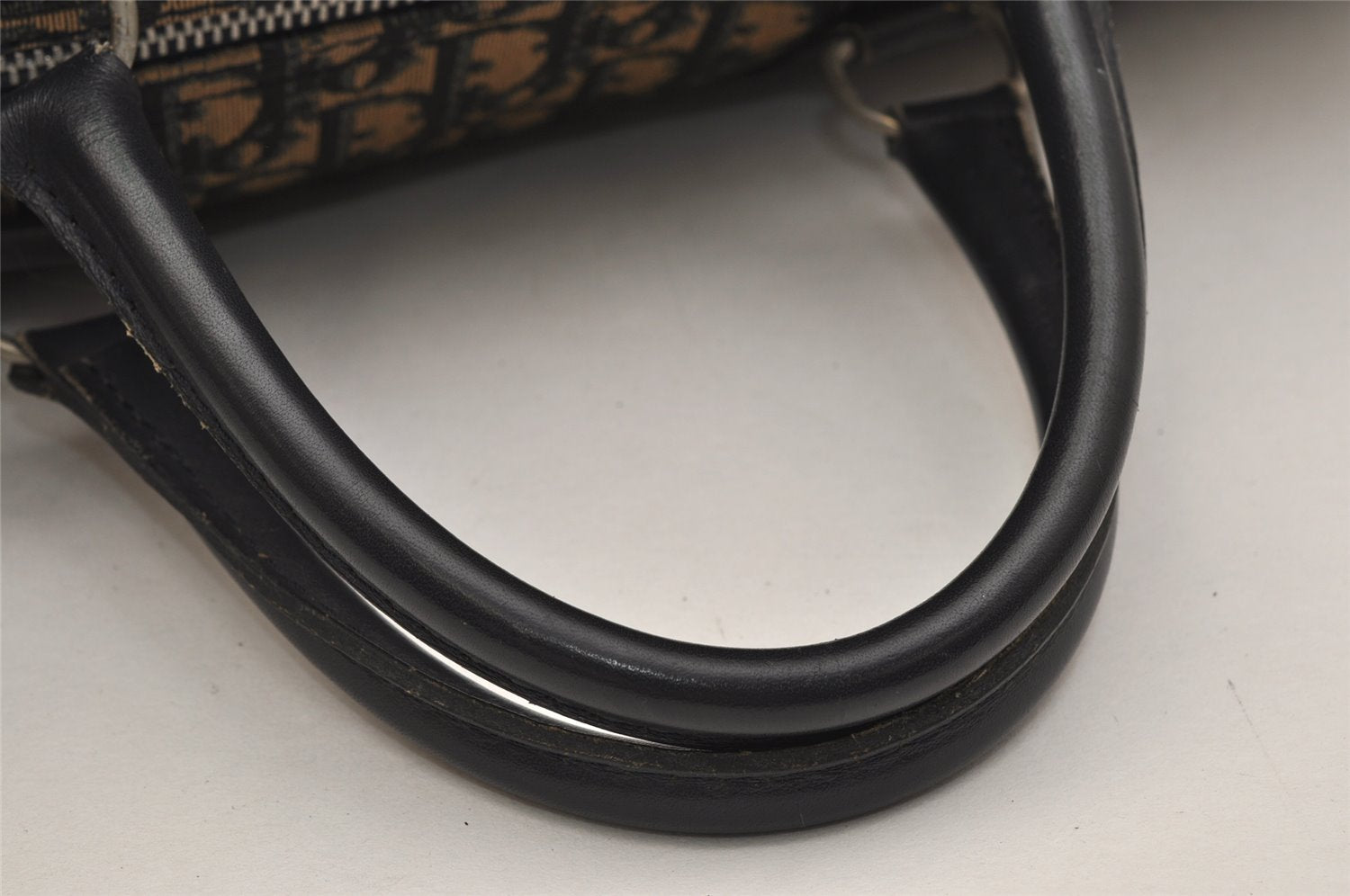 Authentic Christian Dior Trotter Hand Boston Bag Canvas Leather Blue 0999K