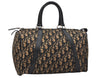 Authentic Christian Dior Trotter Hand Boston Bag Purse Canvas Leather Blue 1000K