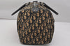 Authentic Christian Dior Trotter Hand Boston Bag Purse Canvas Leather Blue 1000K