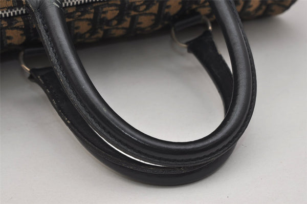 Authentic Christian Dior Trotter Hand Boston Bag Purse Canvas Leather Blue 1000K