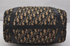 Authentic Christian Dior Trotter Hand Boston Bag Purse Canvas Leather Blue 1000K