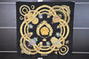 Authentic HERMES Carre 90 Scarf "KOSMIMA" Silk Black 1001I