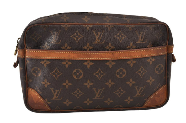 Authentic Louis Vuitton Monogram Compiegne 28 Clutch Hand Bag M51845 LV 1002K