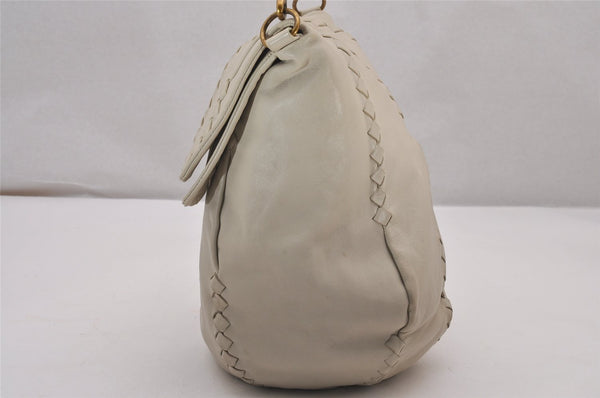 Authentic BOTTEGA VENETA Intrecciato Leather Shoulder Bag Purse White 1003J