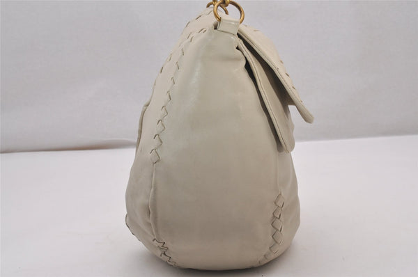 Authentic BOTTEGA VENETA Intrecciato Leather Shoulder Bag Purse White 1003J