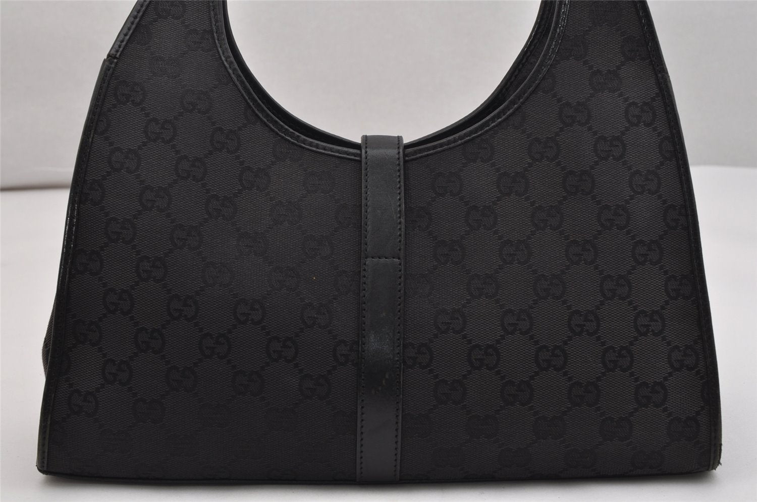 Authentic GUCCI Jackie Shoulder Hand Bag GG Canvas Leather 0021067 Black 1003K