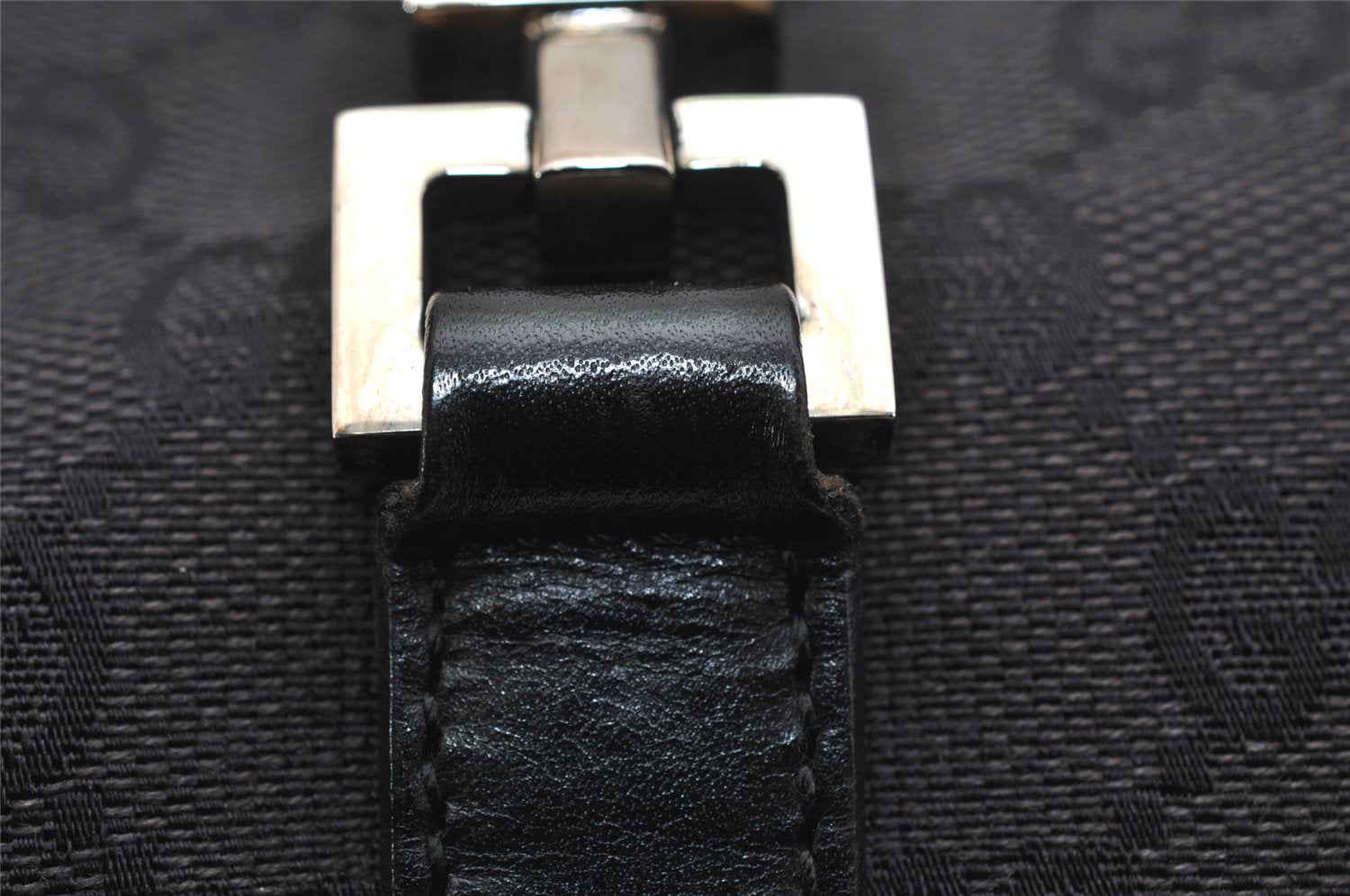 Authentic GUCCI Jackie Shoulder Hand Bag GG Canvas Leather 0021067 Black 1003K