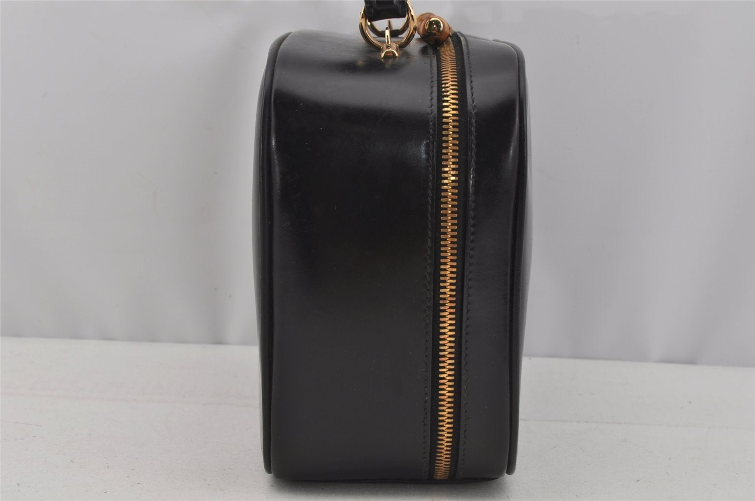 Authentic GUCCI Bamboo 2Way Shoulder Hand Bag Purse Leather Black 1007J