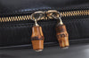 Authentic GUCCI Bamboo 2Way Shoulder Hand Bag Purse Leather Black 1007J