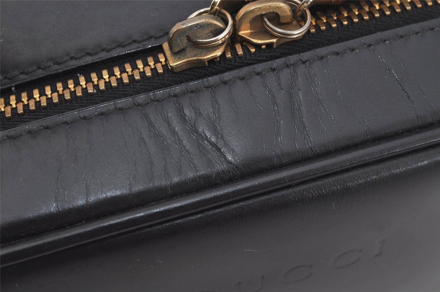 Authentic GUCCI Bamboo 2Way Shoulder Hand Bag Purse Leather Black 1007J