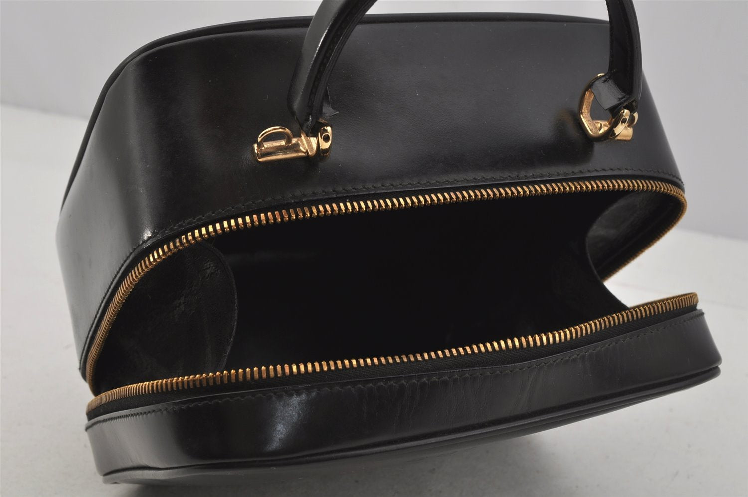 Authentic GUCCI Bamboo 2Way Shoulder Hand Bag Purse Leather Black 1007J