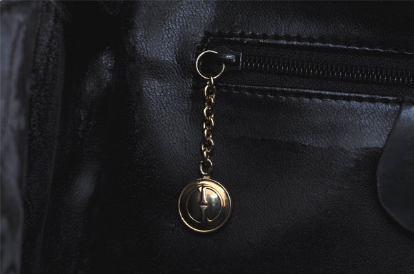 Authentic GUCCI Bamboo 2Way Shoulder Hand Bag Purse Leather Black 1007J