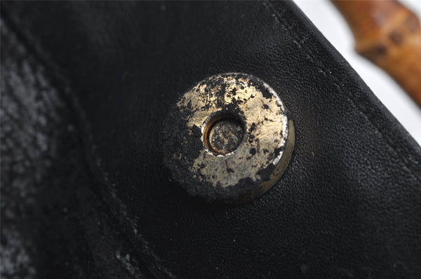 Authentic GUCCI Bamboo 2Way Shoulder Hand Bag Purse Leather Black Junk 1008I