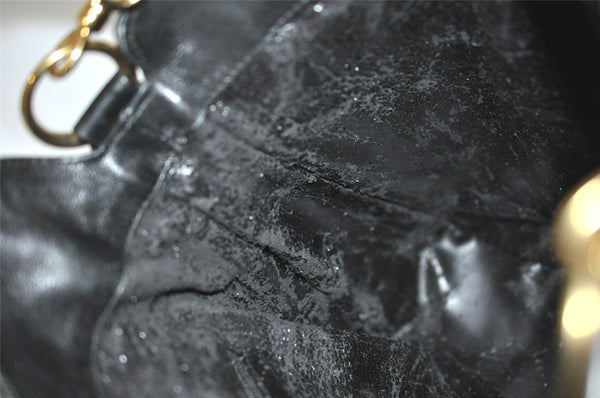 Authentic GUCCI Bamboo 2Way Shoulder Hand Bag Purse Leather Black Junk 1008I