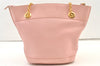 Authentic GUCCI Bamboo Shoulder Tote Bag Leather Pink Junk 1010K