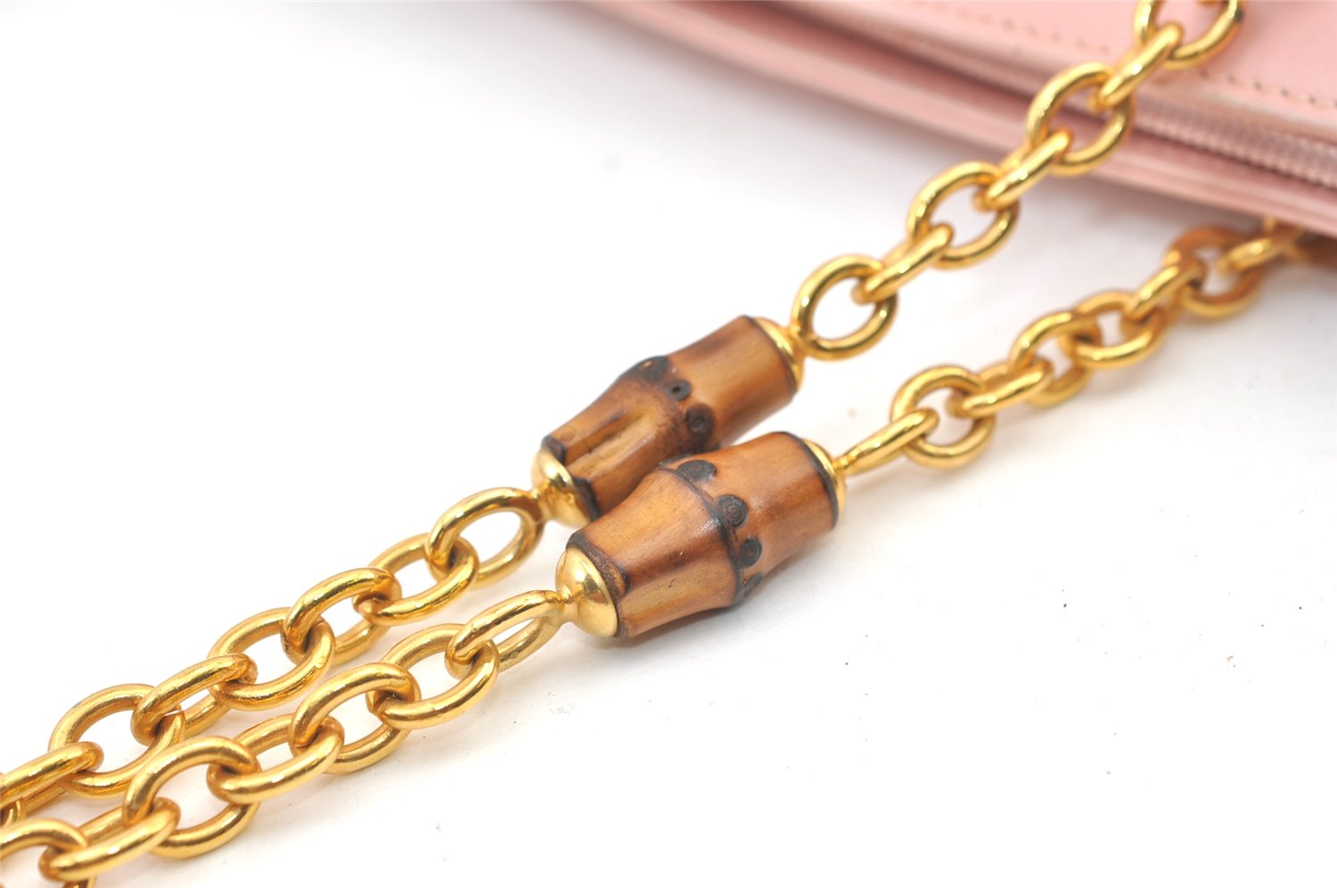 Authentic GUCCI Bamboo Shoulder Tote Bag Leather Pink Junk 1010K