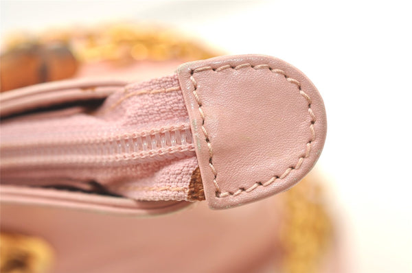 Authentic GUCCI Bamboo Shoulder Tote Bag Leather Pink Junk 1010K