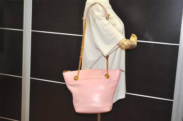 Authentic GUCCI Bamboo Shoulder Tote Bag Leather Pink Junk 1010K