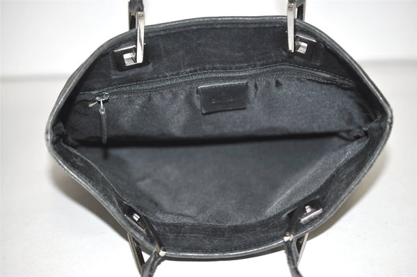 Authentic GUCCI Vintage Shoulder Tote Bag GG Canvas Leather 31244 Black 1012I