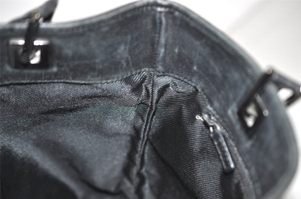 Authentic GUCCI Vintage Shoulder Tote Bag GG Canvas Leather 31244 Black 1012I