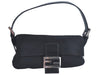 Authentic FENDI Mamma Baguette Shoulder Hand Bag Jersey Leather Black 1012J