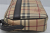 Authentic BURBERRY Nova Check Clutch Hand Bag Purse PVC Leather Beige 1013J