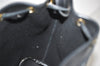 Authentic Christian Dior Honeycomb Drawstring Bag PVC Leather Black CD 1015I