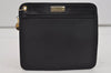 Authentic Christian Dior Honeycomb Drawstring Bag PVC Leather Black CD 1015I