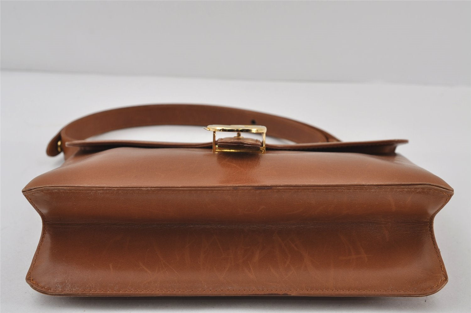 Authentic Vintage GUCCI Shoulder Hand Bag Purse Leather Brown 1015J