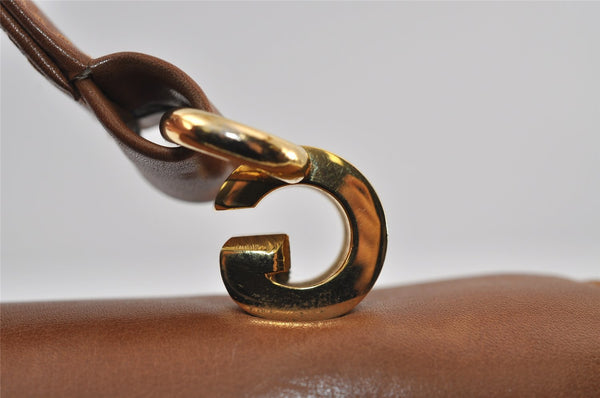 Authentic Vintage GUCCI Shoulder Hand Bag Purse Leather Brown 1015J