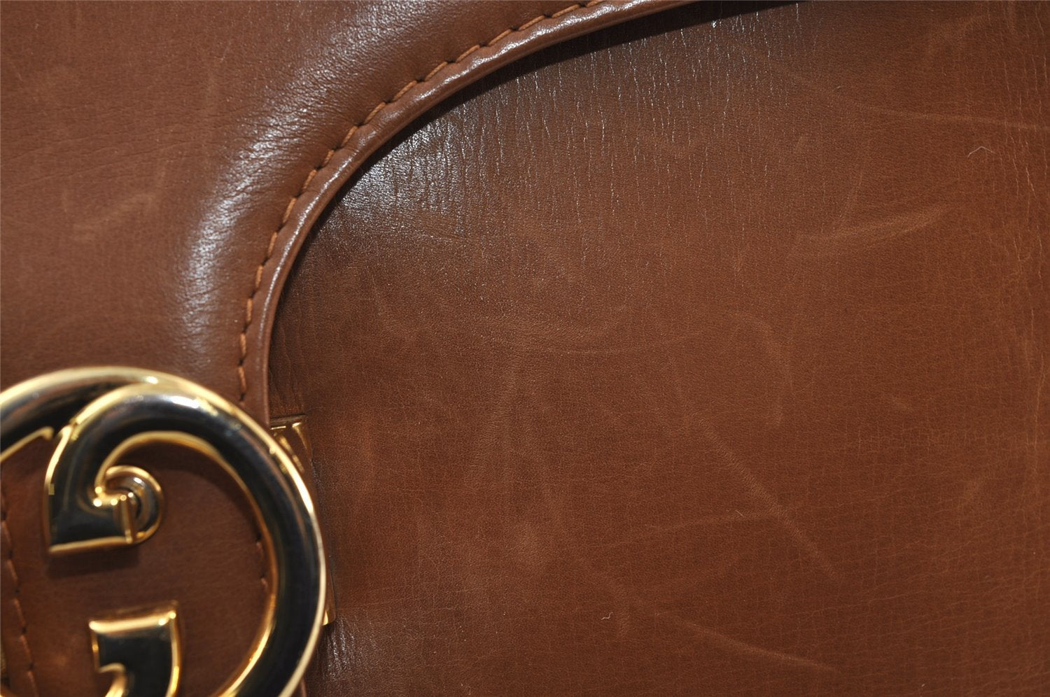 Authentic Vintage GUCCI Shoulder Hand Bag Purse Leather Brown 1015J