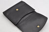 Authentic CHANEL Vintage Lamb Skin Bifold Wallet Purse Black CC 1015K